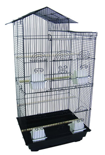 Yml 6624 3/8-Inch Bar Spacing Tall Square 4 Perchs Bird Cage with Stand Black 